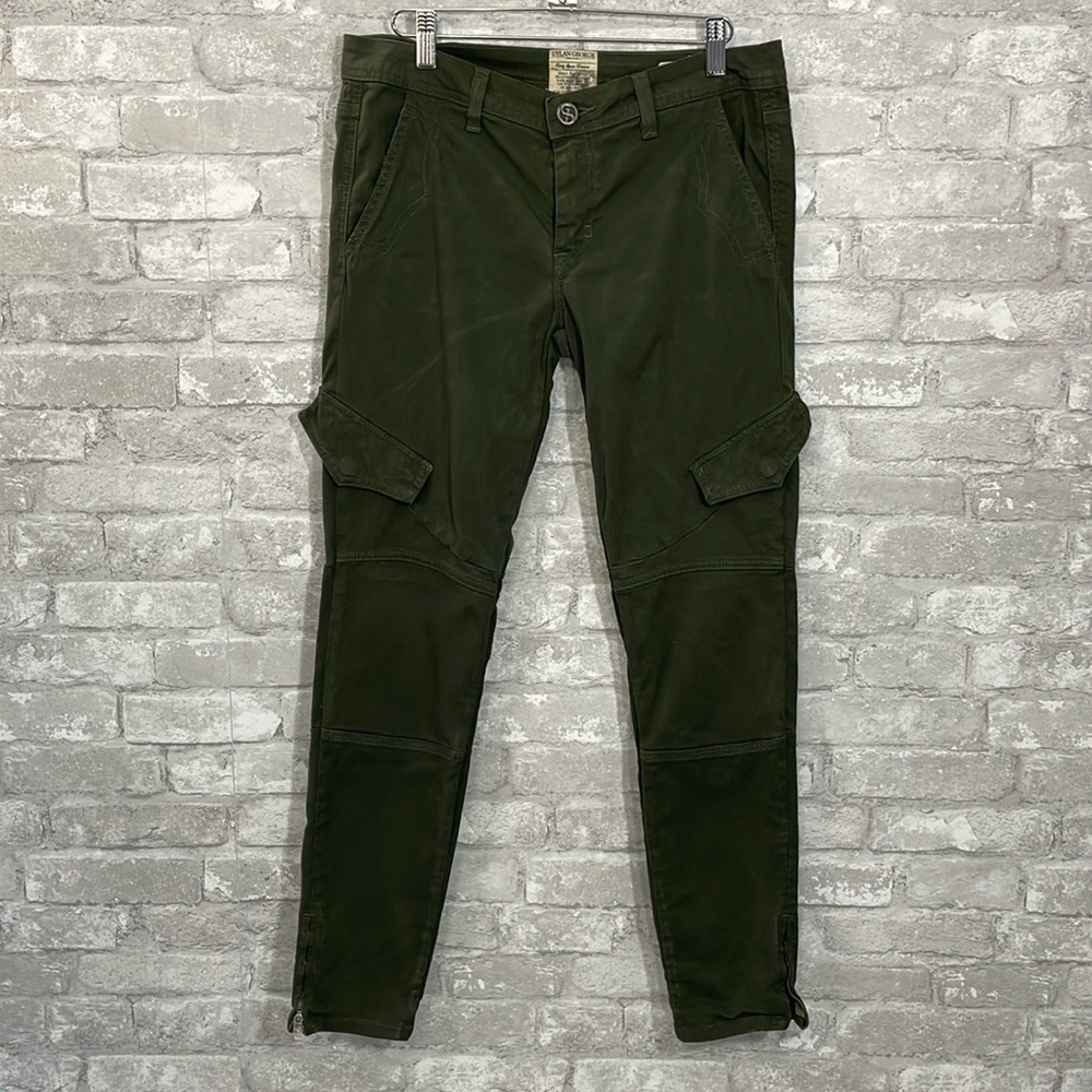 DYLAN GEORGE Olive Green Mary Skinny Cargo Jeans